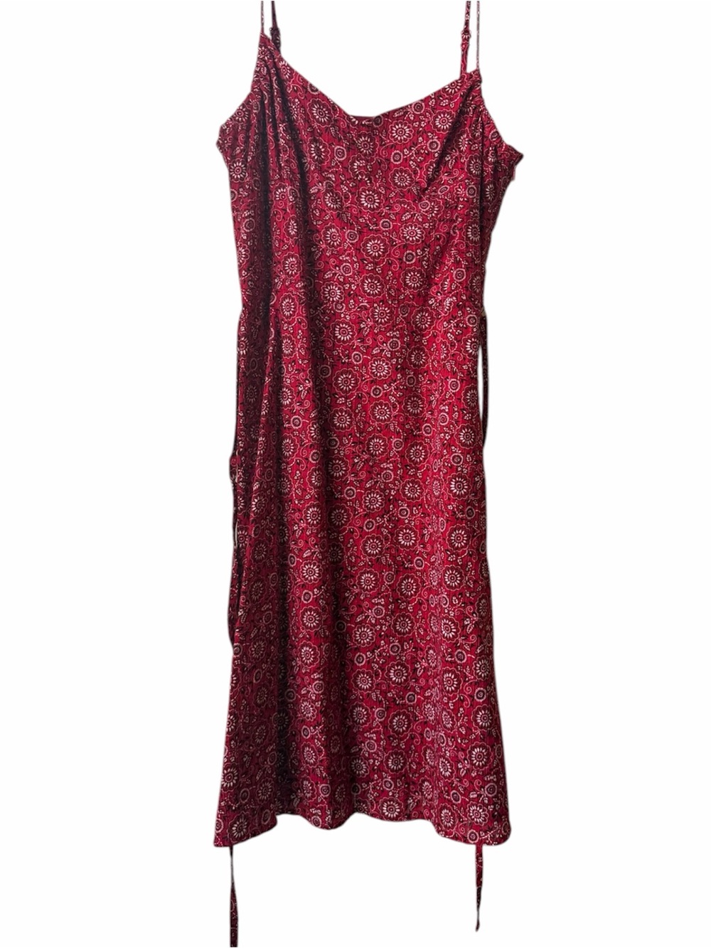 ANN TAYLOR LOFT Red Circular-Print Spaghetti-Strap Mini Dress